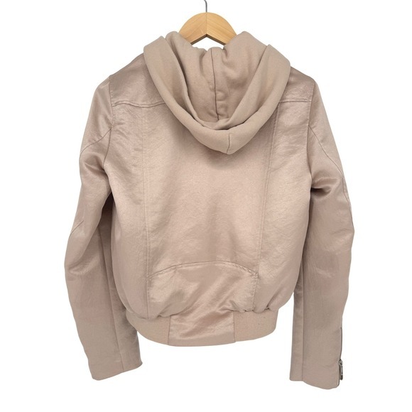 A.L.C. Champagne Pink Edison Satin Cotton Hooded Bomber Jacket Women's Size S - Picture 5 of 9